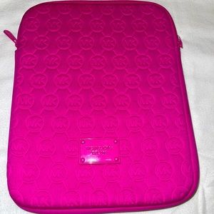 Michael Kors neoprene monogram ipad case fuchsia
